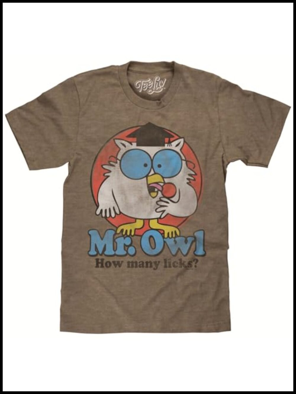 Men's Mr Owl How Many Licks Vintage Graphic T-Shirt Crew Neck Short Sleeve